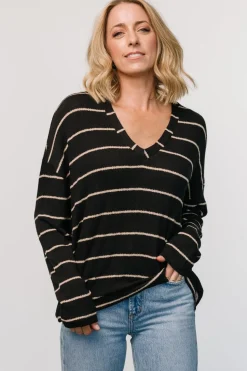 Fashion Baltic Born Houston Relaxed Sweater Top | Black Stripe BlackStripe