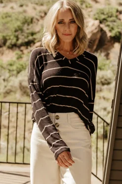 Fashion Baltic Born Houston Relaxed Sweater Top | Black Stripe BlackStripe
