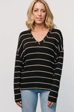Fashion Baltic Born Houston Relaxed Sweater Top | Black Stripe BlackStripe
