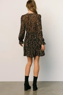 Clearance Baltic Born Huxley Tiered Short Dress | Black Multi Floral BlackMultiFloral