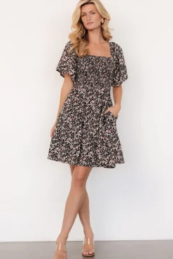 Discount Baltic Born Idera Short Dress | Black Floral BlackFloral