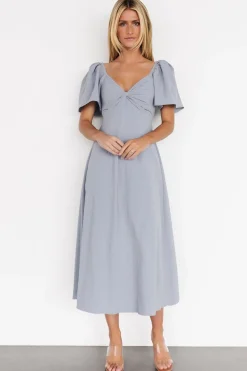 Online Baltic Born Indie Back Tie Dress | Dusty Blue DustyBlue