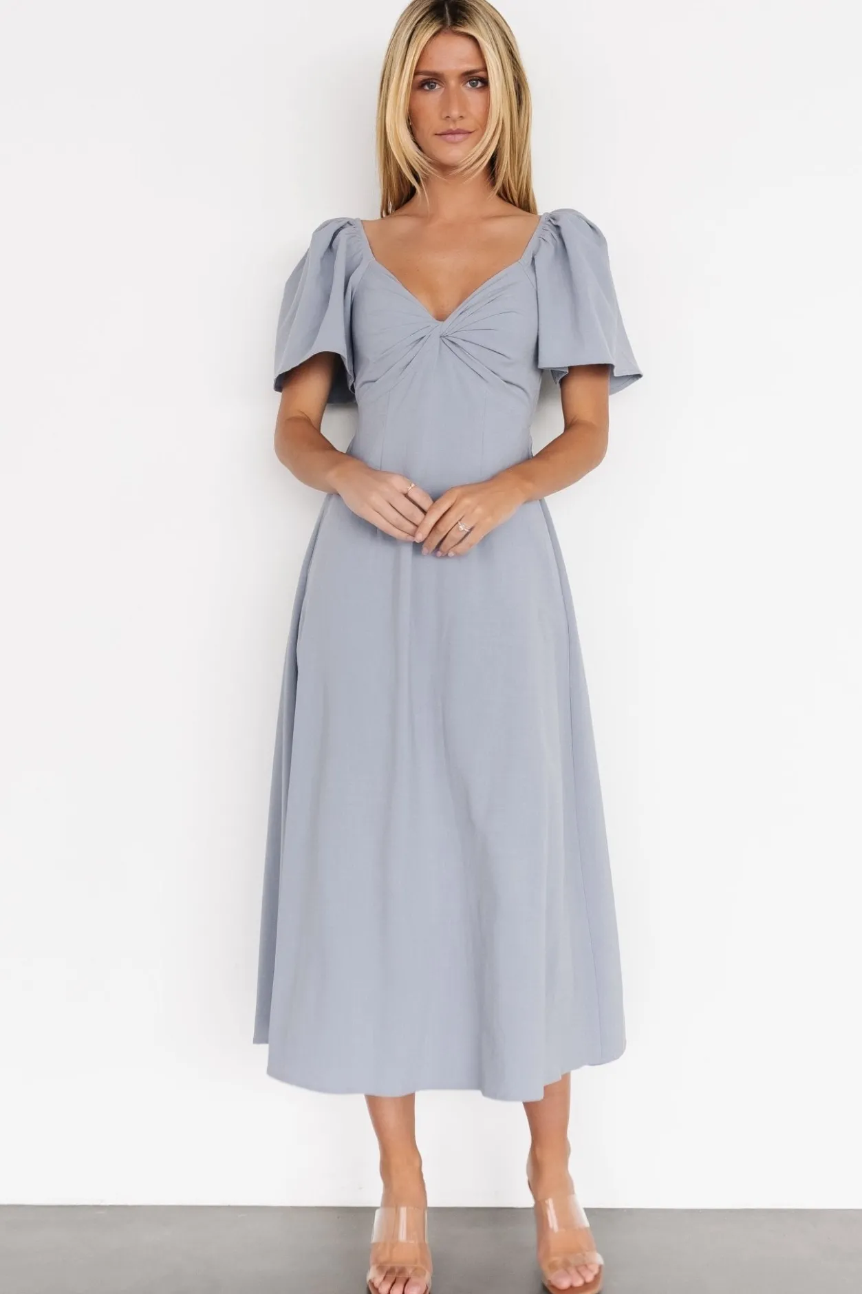 Online Baltic Born Indie Back Tie Dress | Dusty Blue DustyBlue
