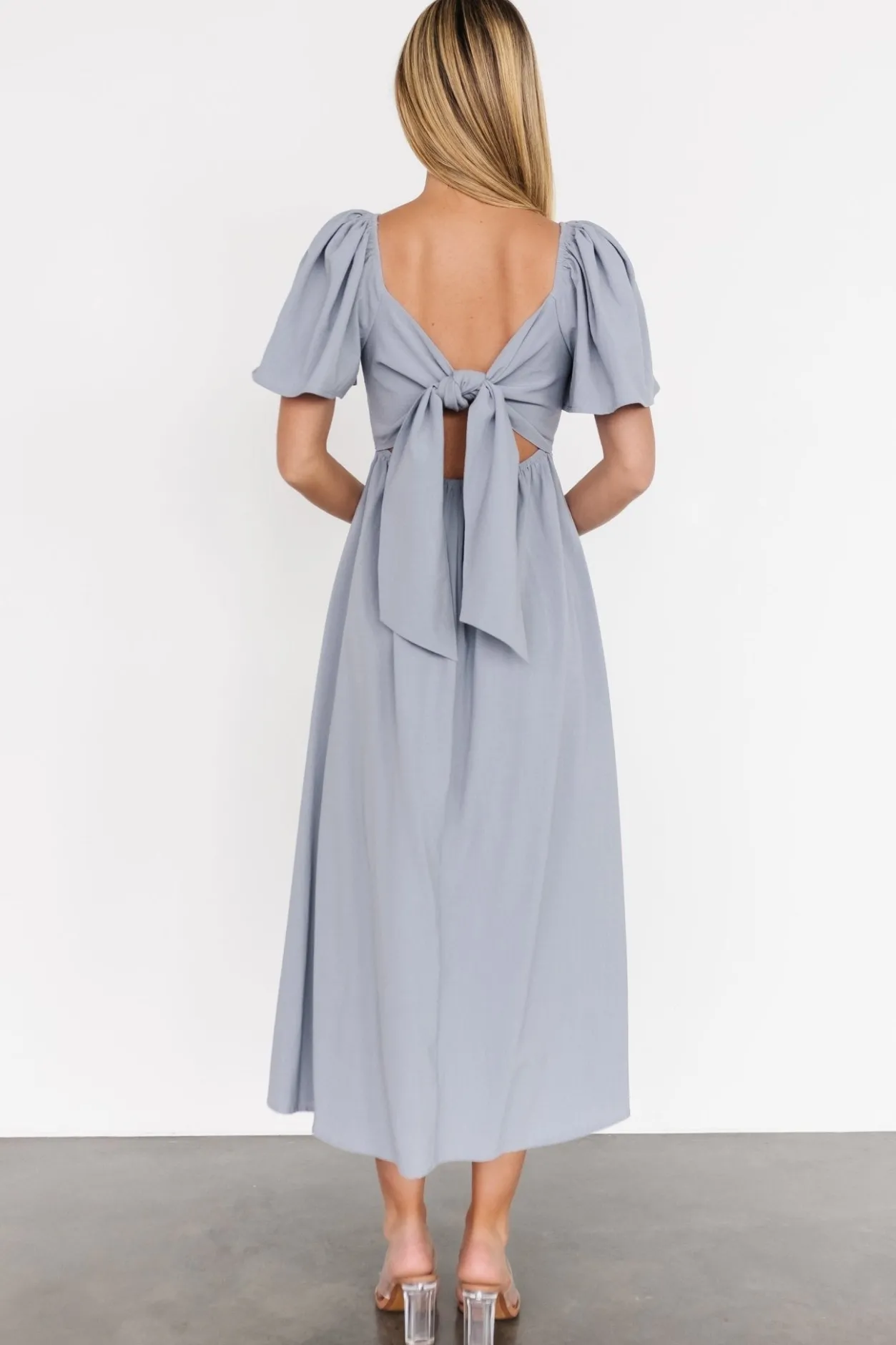 Online Baltic Born Indie Back Tie Dress | Dusty Blue DustyBlue
