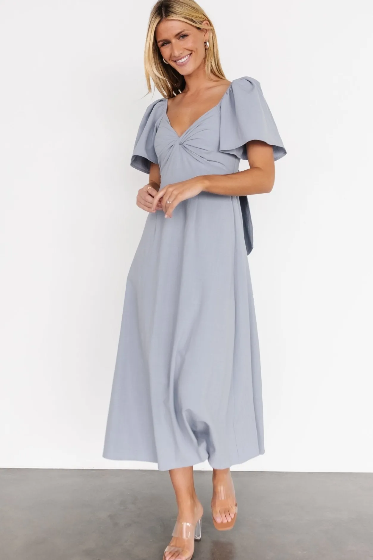 Online Baltic Born Indie Back Tie Dress | Dusty Blue DustyBlue