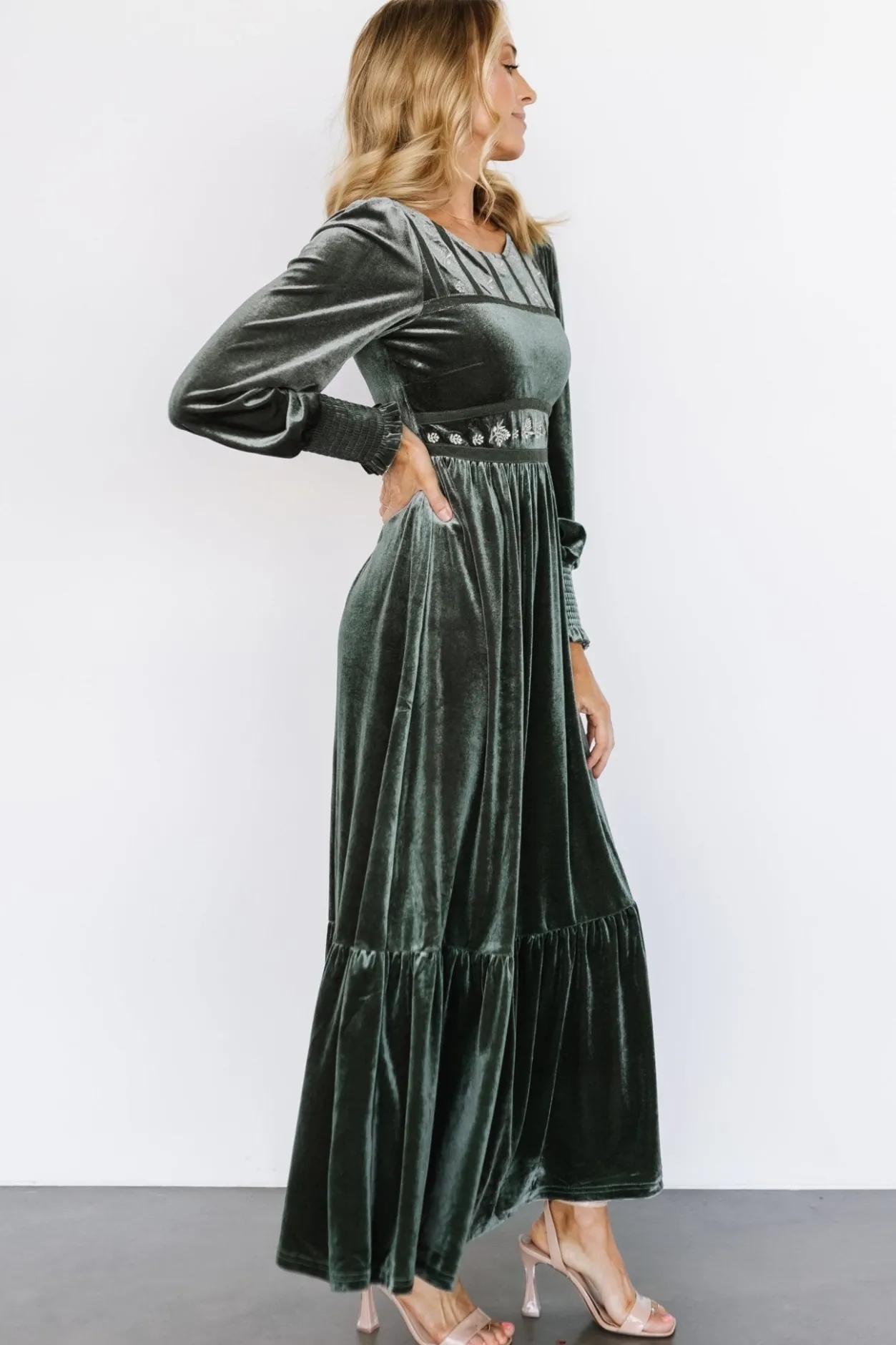 Best Baltic Born Ingrid Velvet Maxi Dress | Eucalyptus