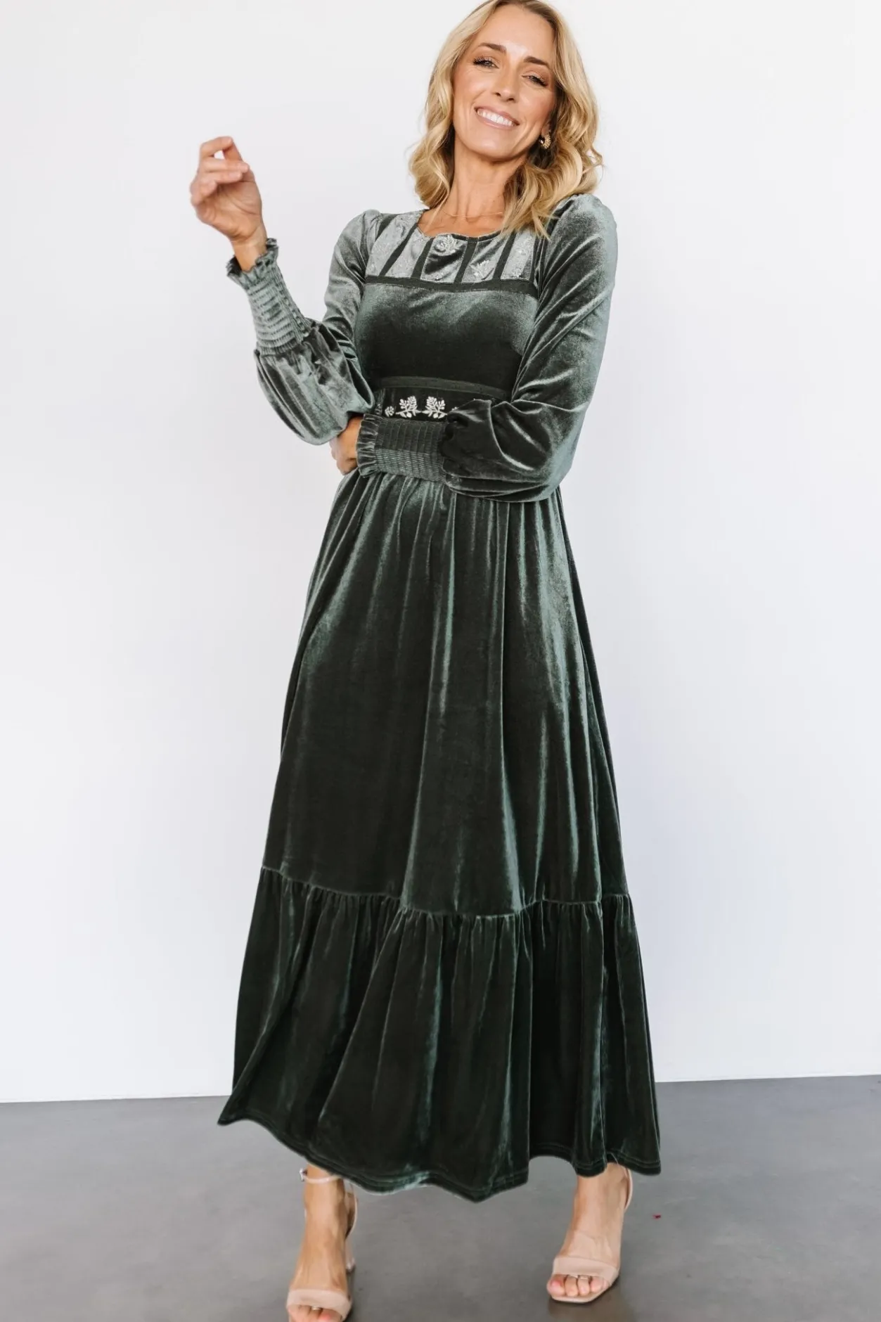 Best Baltic Born Ingrid Velvet Maxi Dress | Eucalyptus