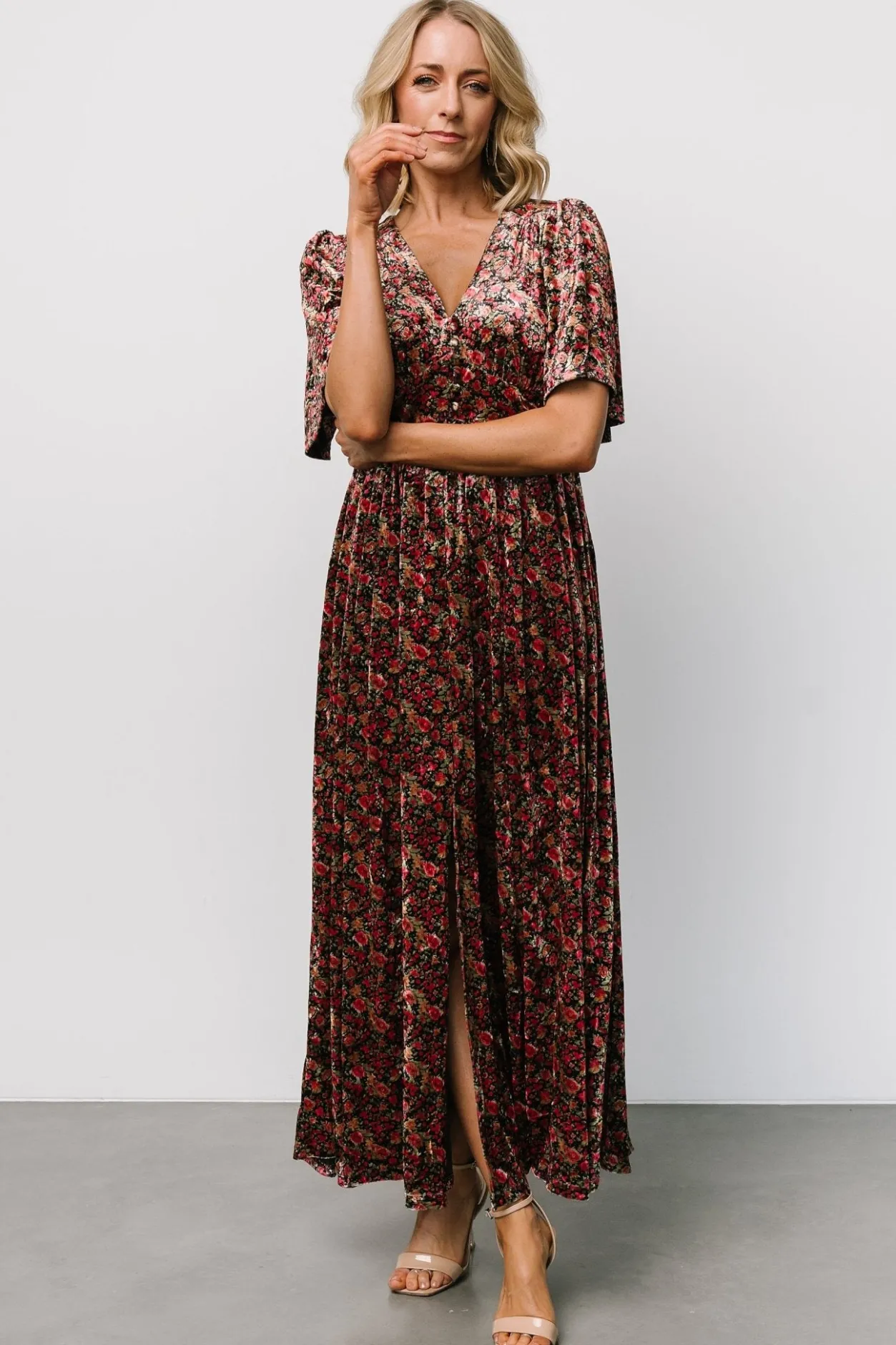 Discount Baltic Born Irina Velvet Maxi Dress | Black Multi Floral BlackMultiFloral