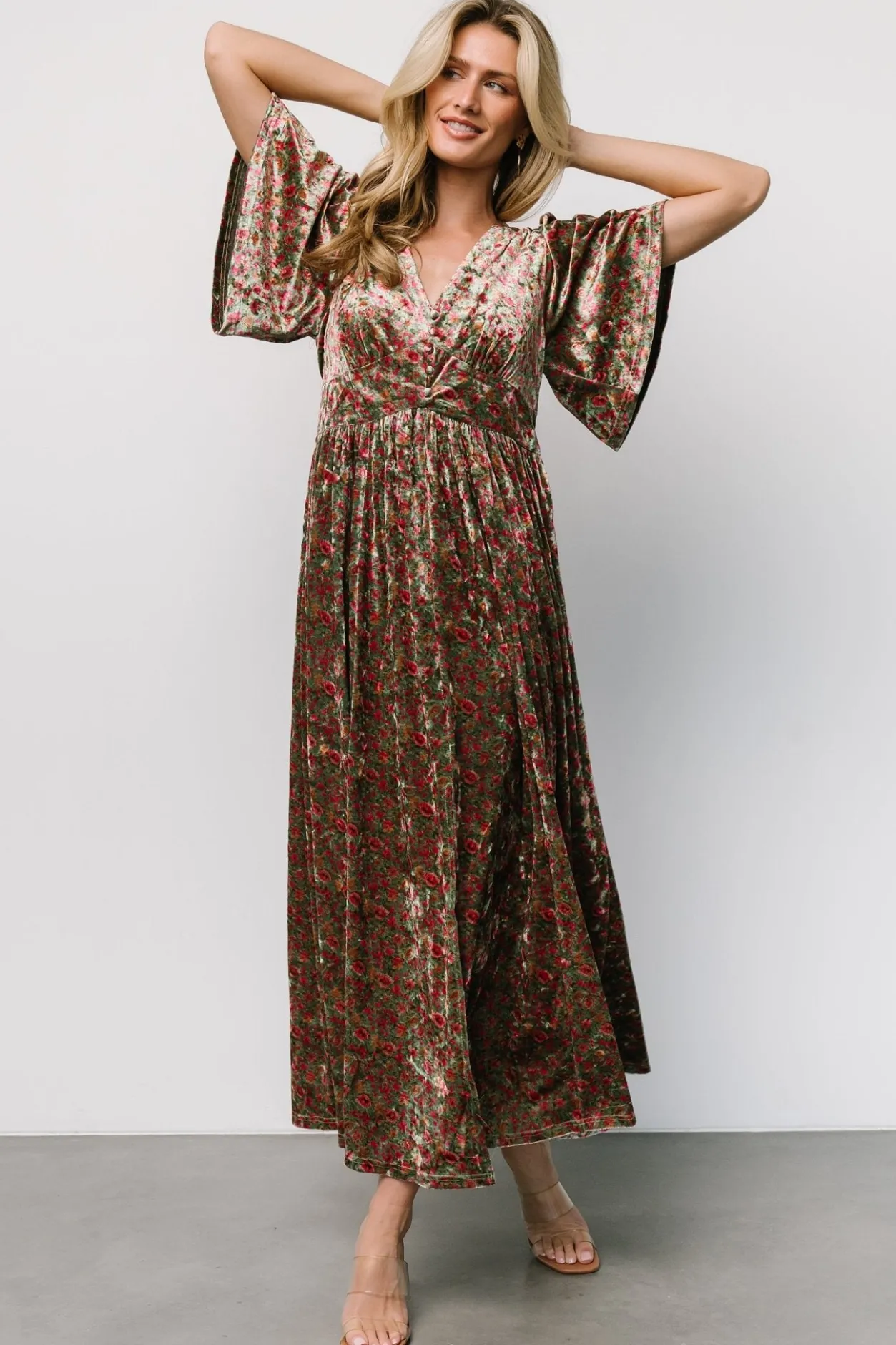 Best Baltic Born Irina Velvet Maxi Dress | Green Multi Floral GreenMultiFloral