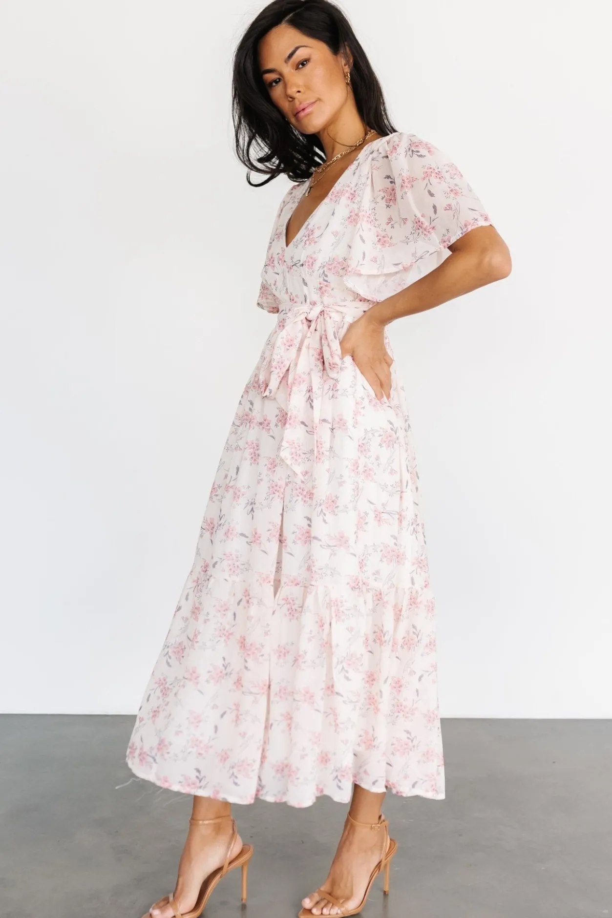 Fashion Baltic Born Iris Midi Dress | Blush Floral BlushFloral