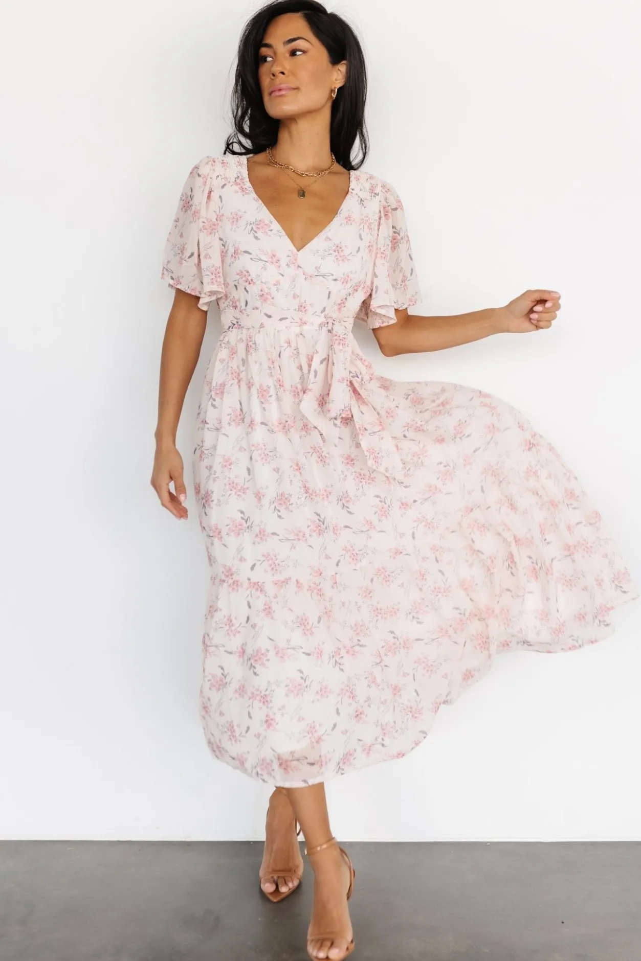 Fashion Baltic Born Iris Midi Dress | Blush Floral BlushFloral