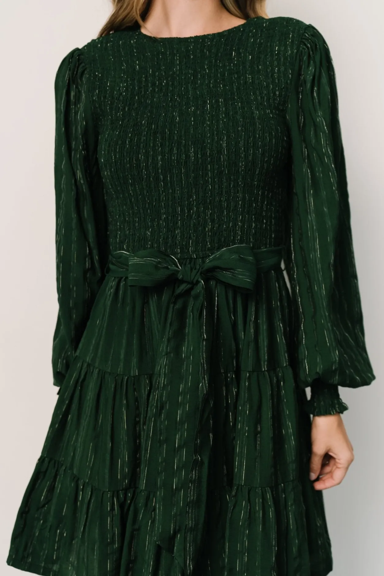 Discount Baltic Born Ivey Smocked Short Dress | Dark Green + Silver DarkGreen+Silver