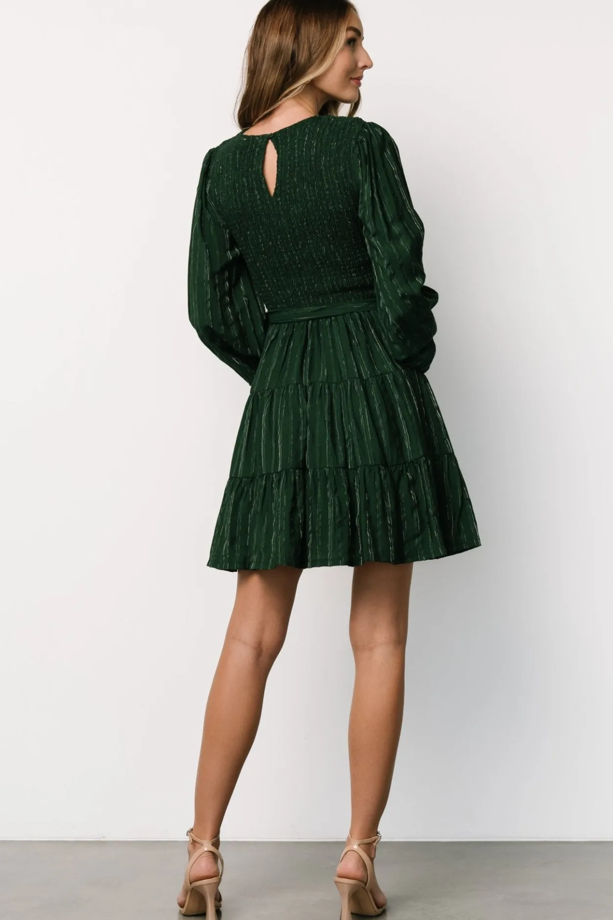 Discount Baltic Born Ivey Smocked Short Dress | Dark Green + Silver DarkGreen+Silver