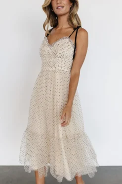 Clearance Baltic Born Izzy Tulle Midi Dress | Cream + Black Cream+Black