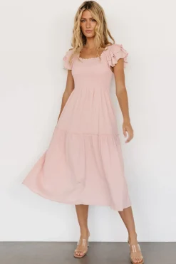 Discount Baltic Born Jacie Smocked Midi Dress | Blush