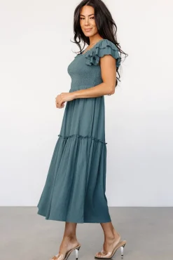 Clearance Baltic Born Jacie Smocked Midi Dress | Vintage Teal VintageTeal