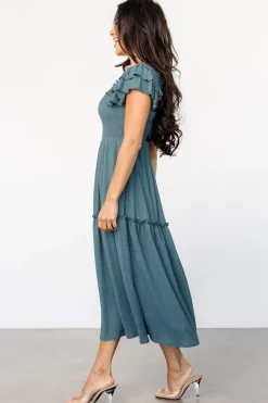 Clearance Baltic Born Jacie Smocked Midi Dress | Vintage Teal VintageTeal