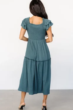 Clearance Baltic Born Jacie Smocked Midi Dress | Vintage Teal VintageTeal