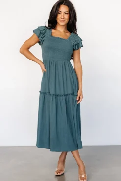 Clearance Baltic Born Jacie Smocked Midi Dress | Vintage Teal VintageTeal
