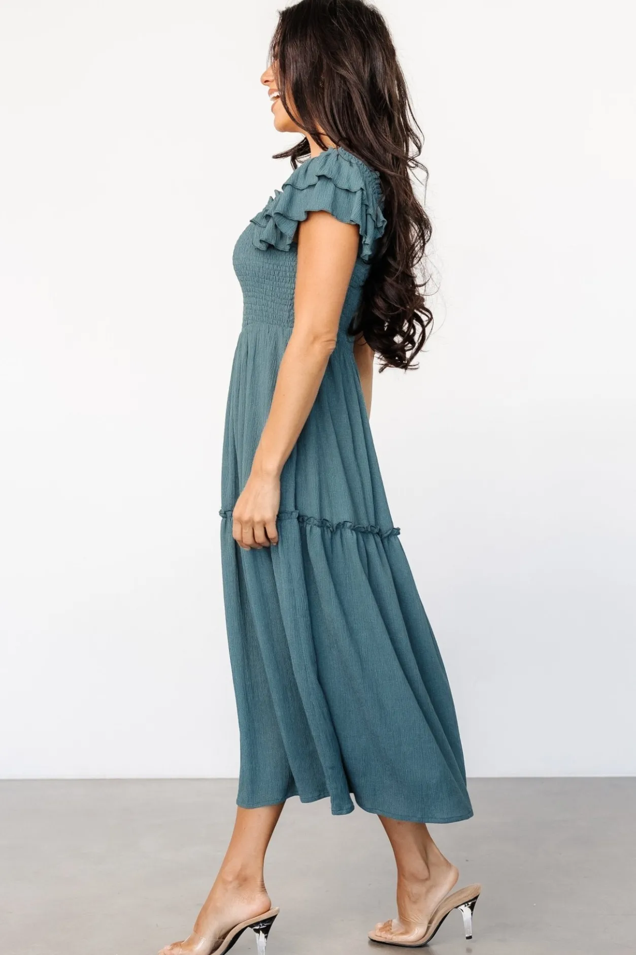 Clearance Baltic Born Jacie Smocked Midi Dress | Vintage Teal VintageTeal