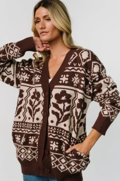 Outlet Baltic Born Jackson Oversized Cardigan | Dark Mocha Print DarkMochaPrint