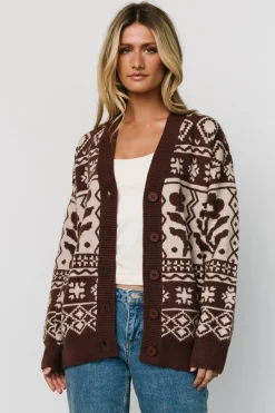 Outlet Baltic Born Jackson Oversized Cardigan | Dark Mocha Print DarkMochaPrint