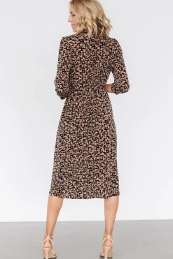 Fashion Baltic Born Jenica Midi Dress | Black + Camel Print Black+CamelPrint