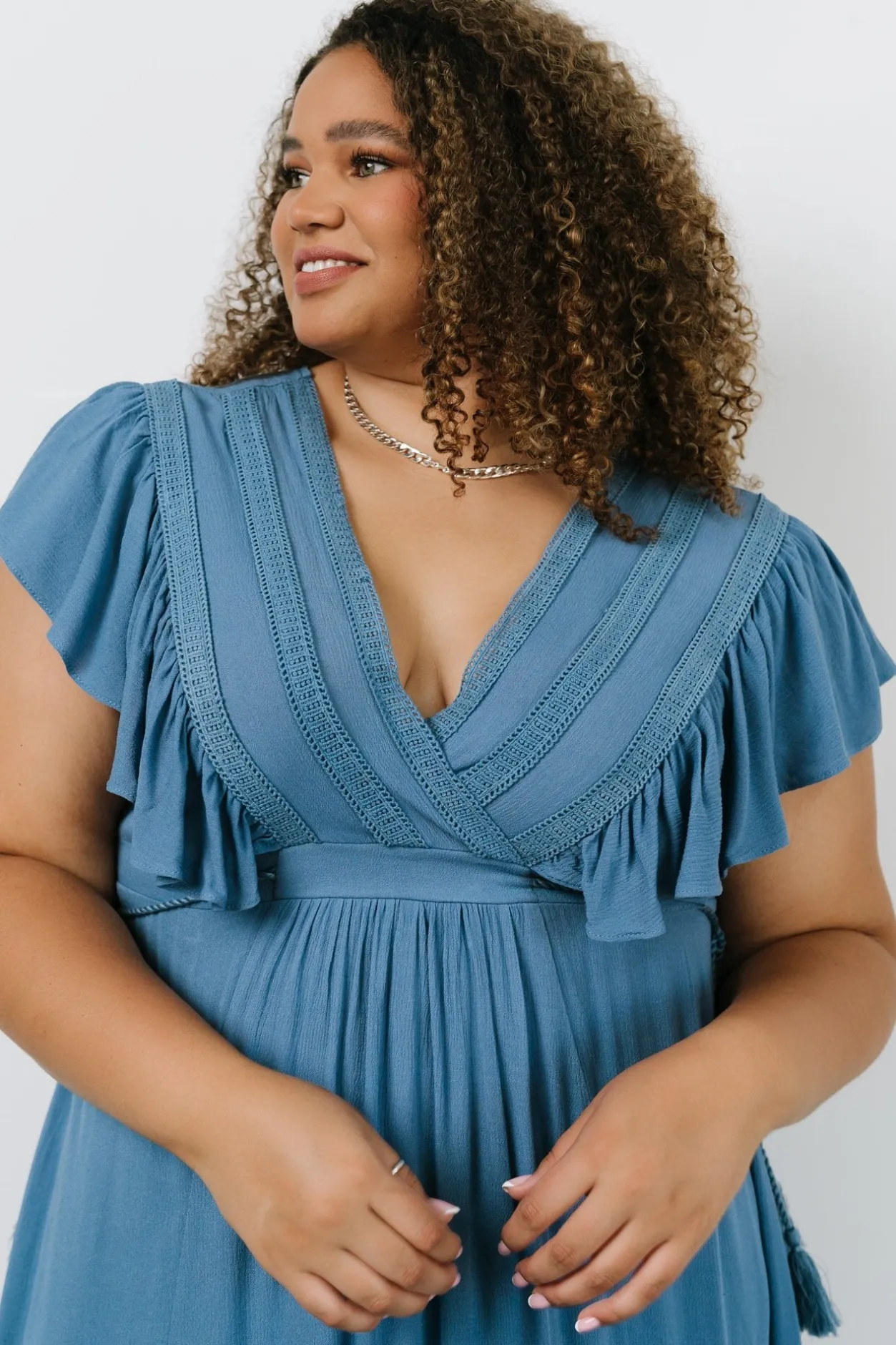 Hot Baltic Born Jennifer Deep V Maxi Dress | Blue