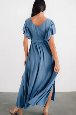 Hot Baltic Born Jennifer Deep V Maxi Dress | Blue