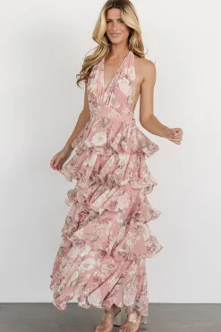 Sale Baltic Born Jesslyn Open Back Tiered Maxi Dress | Blush Floral BlushFloral