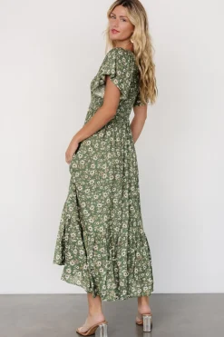 Hot Baltic Born Joanie Smocked Dress | Green Floral GreenFloral