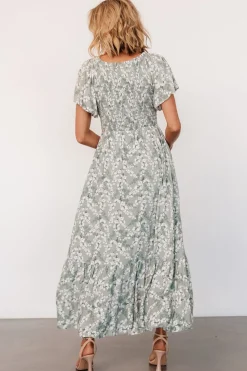 Clearance Baltic Born Joanie Smocked Dress | Sage + Off White Floral Sage+OffWhiteFloral