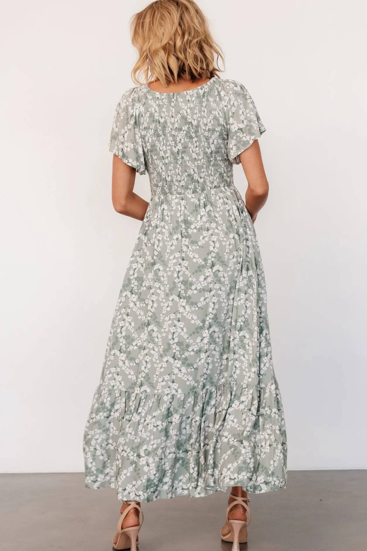 Clearance Baltic Born Joanie Smocked Dress | Sage + Off White Floral Sage+OffWhiteFloral