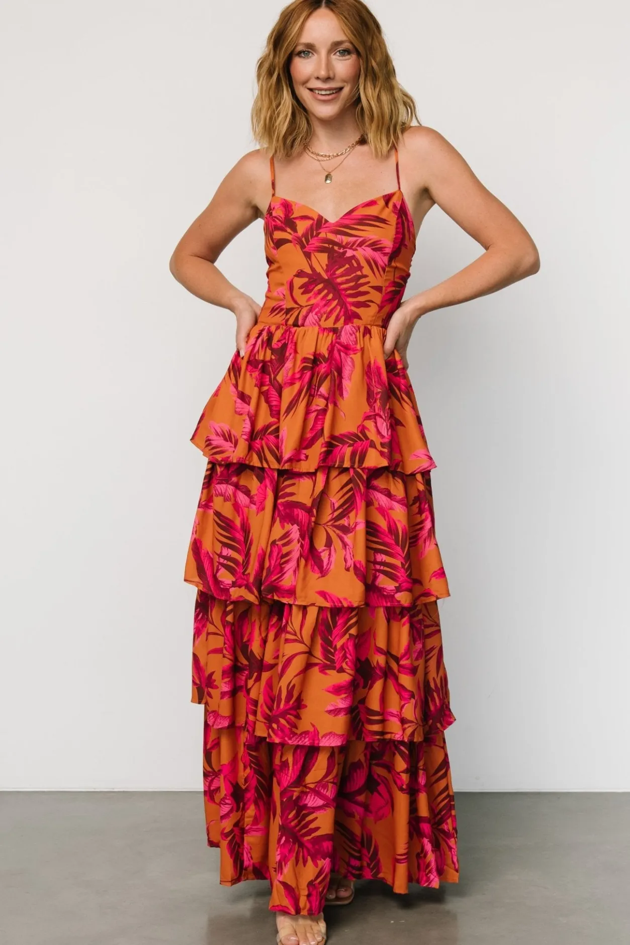 Fashion Baltic Born Joree Tiered Maxi Dress | Ginger + Fuschia Multi Ginger+FuschiaMulti