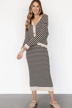 Fashion Baltic Born Justina Striped Knit Skirt | Black + Cream Black+Cream