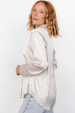 Outlet Baltic Born Kacey Satin Button Up Top | Champagne