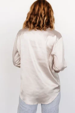 Outlet Baltic Born Kacey Satin Button Up Top | Champagne