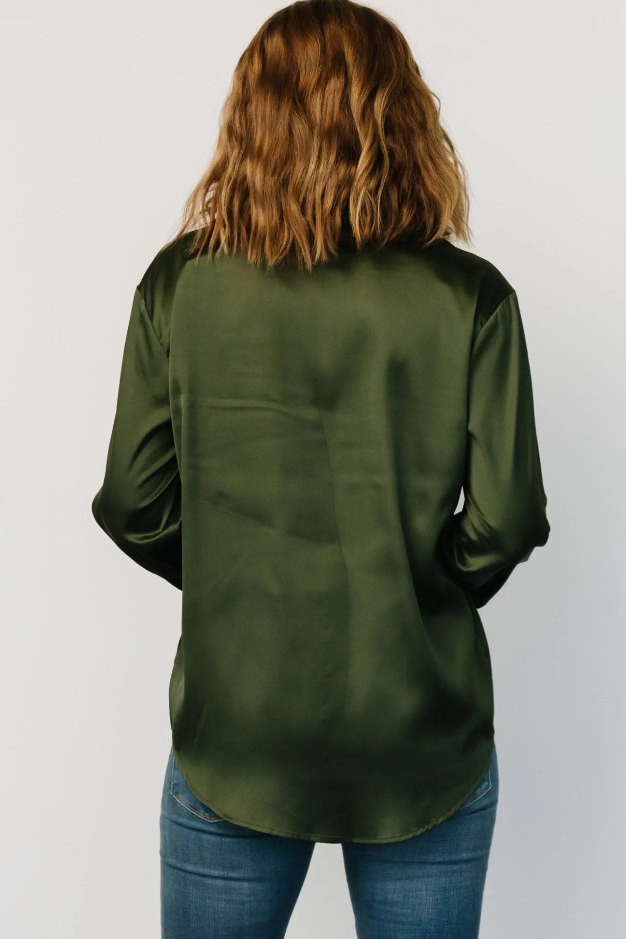 Best Baltic Born Kacey Satin Button Up Top | Dark Green DarkGreen