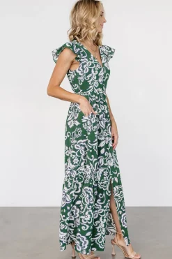 Outlet Baltic Born Kaia Button Maxi Dress | Green Print GreenPrint