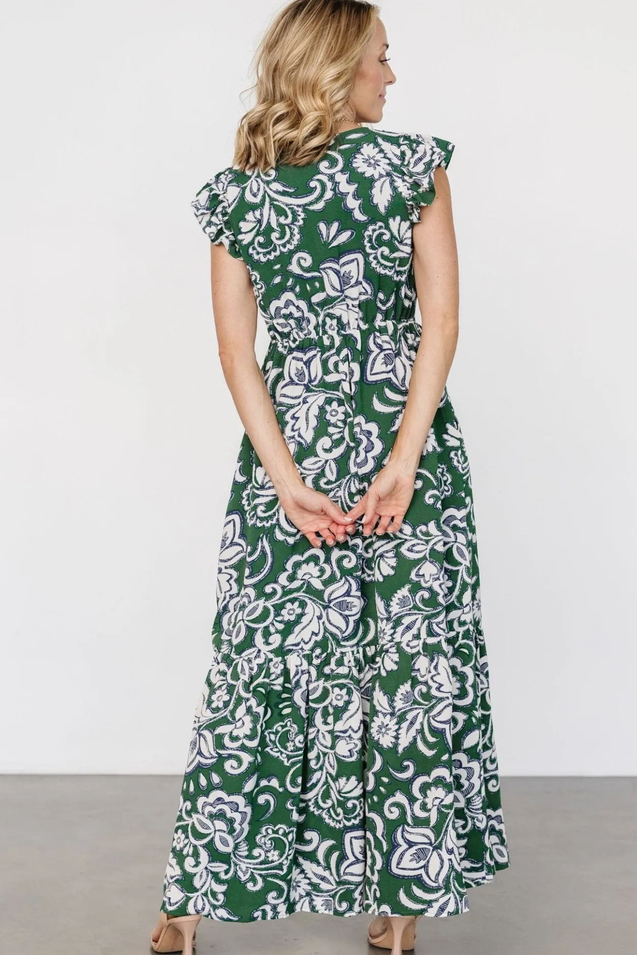 Outlet Baltic Born Kaia Button Maxi Dress | Green Print GreenPrint