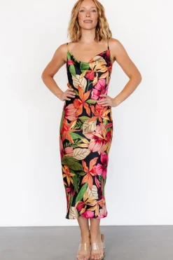 Online Baltic Born Kala Slip Midi Dress | Black Multi Floral BlackMultiFloral