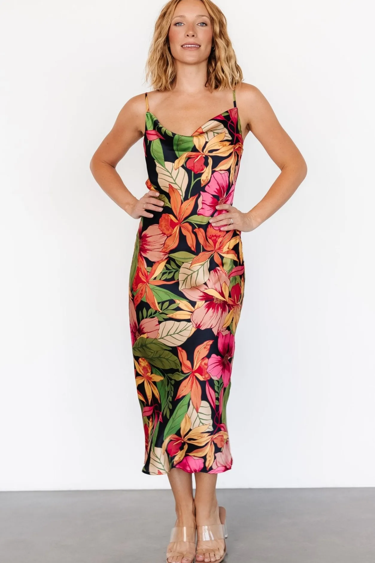 Online Baltic Born Kala Slip Midi Dress | Black Multi Floral BlackMultiFloral