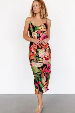 Online Baltic Born Kala Slip Midi Dress | Black Multi Floral BlackMultiFloral