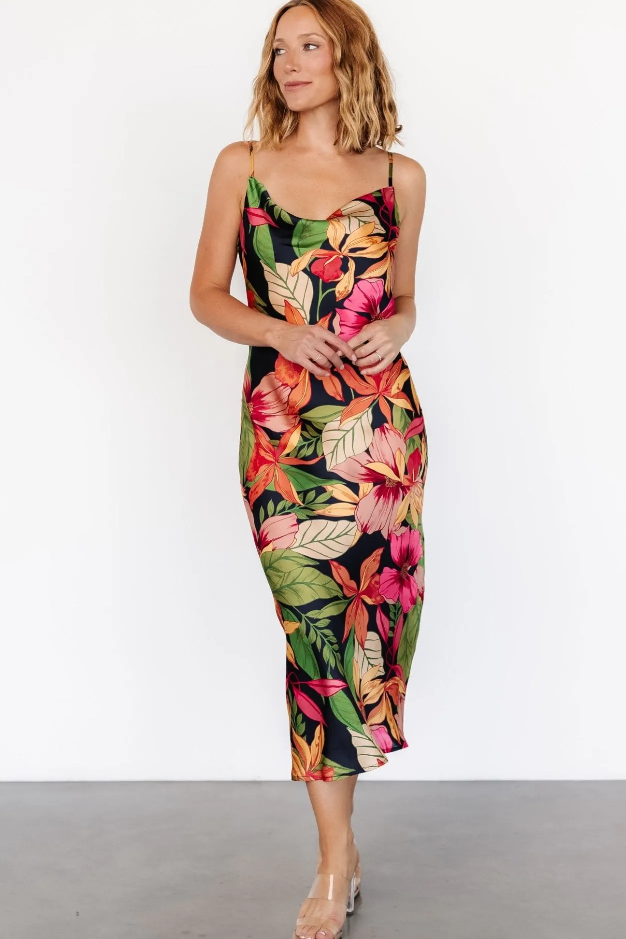 Online Baltic Born Kala Slip Midi Dress | Black Multi Floral BlackMultiFloral