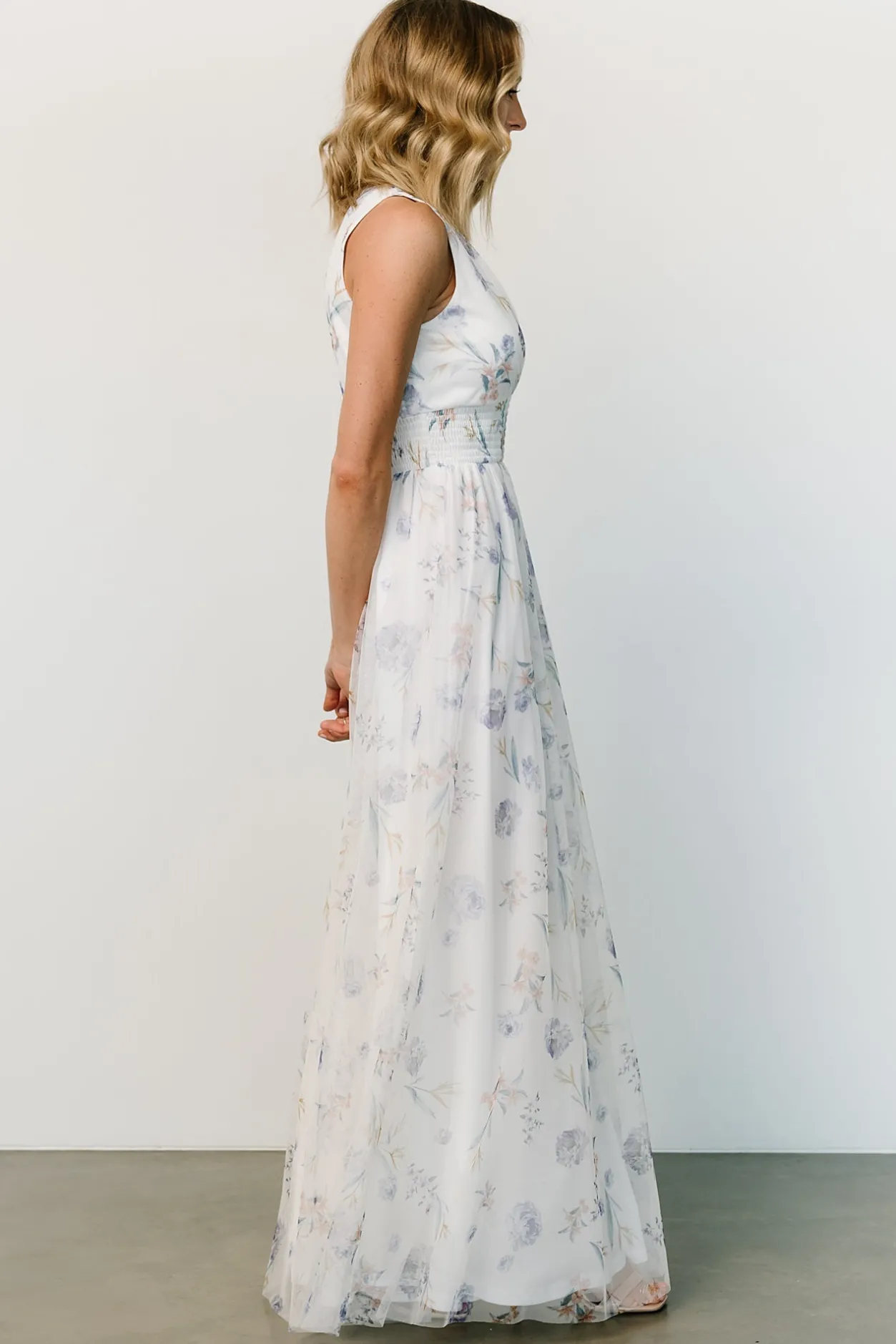 Online Baltic Born Kamila Tulle Maxi Dress | White Floral WhiteFloral