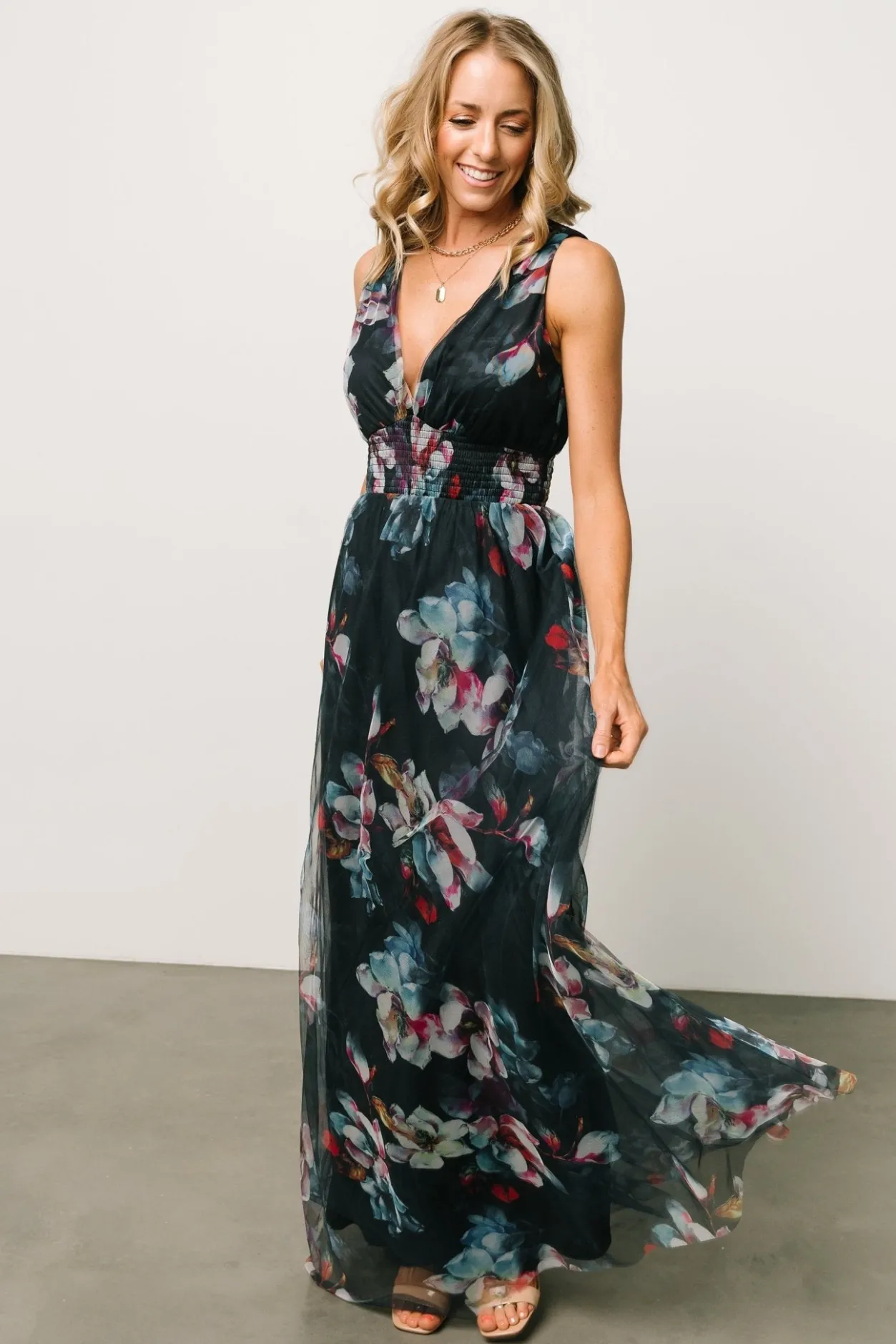 New Baltic Born Kamila Tulle Maxi Dress | Navy Abstract Floral NavyAbstractFloral