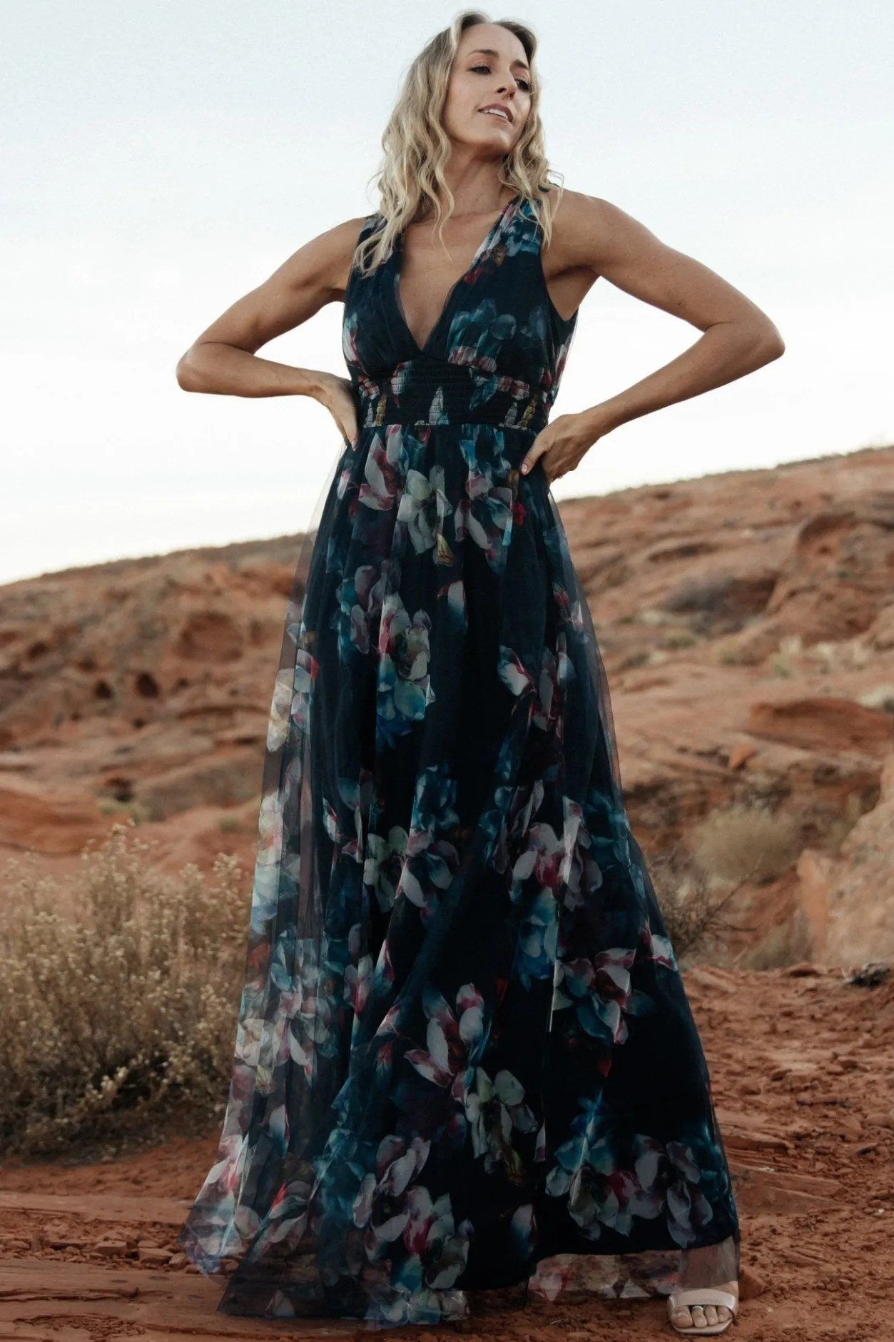 New Baltic Born Kamila Tulle Maxi Dress | Navy Abstract Floral NavyAbstractFloral
