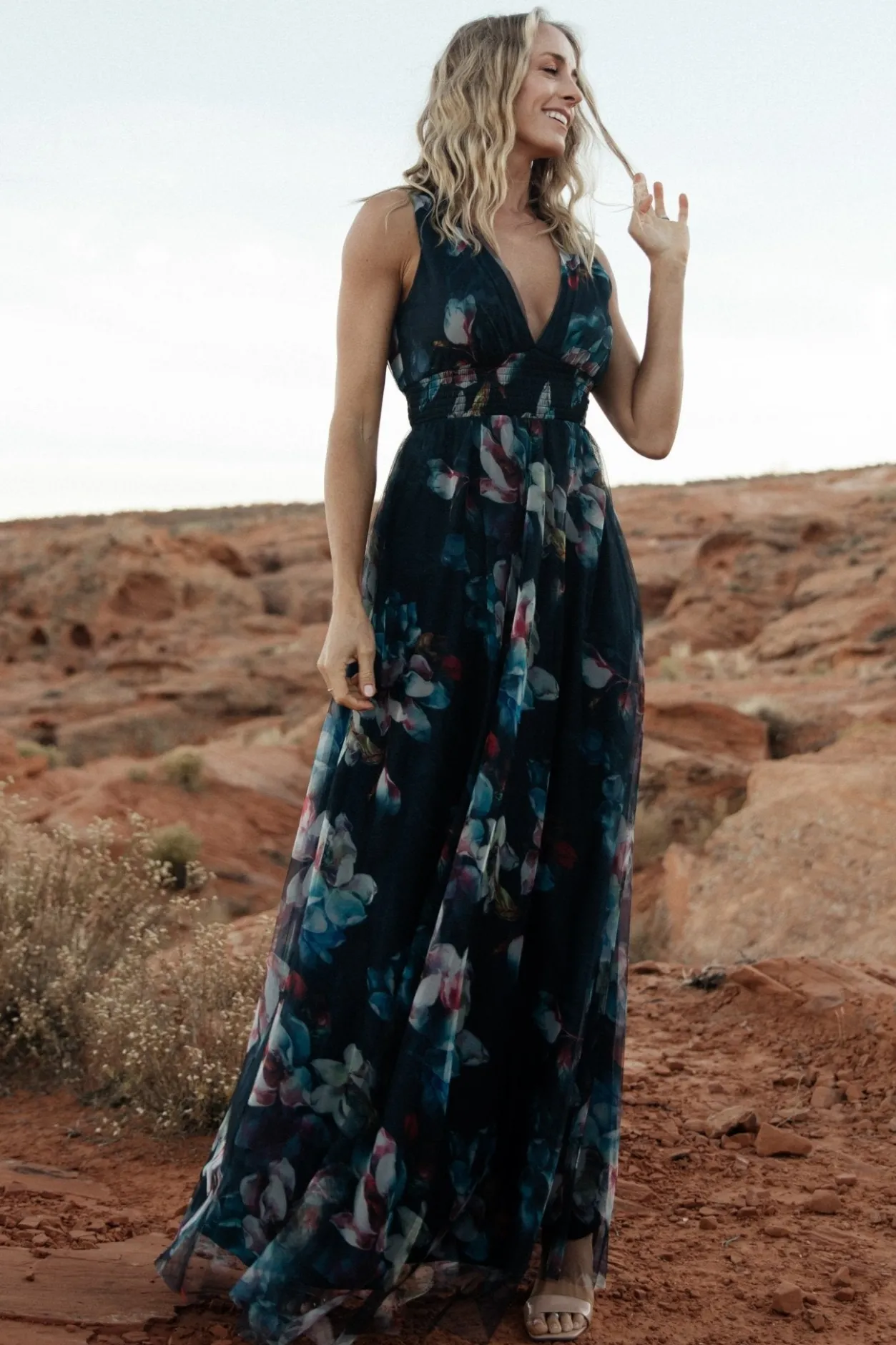 New Baltic Born Kamila Tulle Maxi Dress | Navy Abstract Floral NavyAbstractFloral
