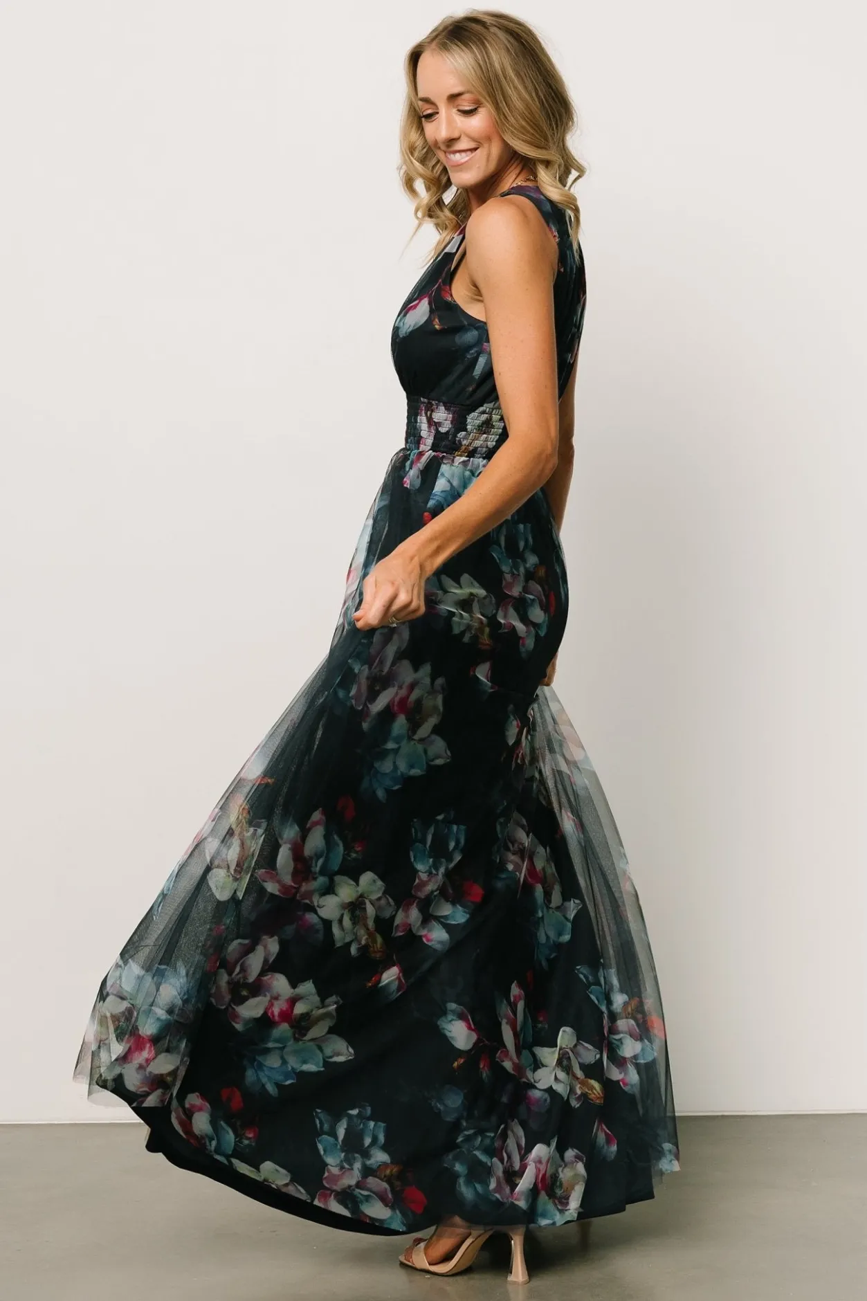 New Baltic Born Kamila Tulle Maxi Dress | Navy Abstract Floral NavyAbstractFloral