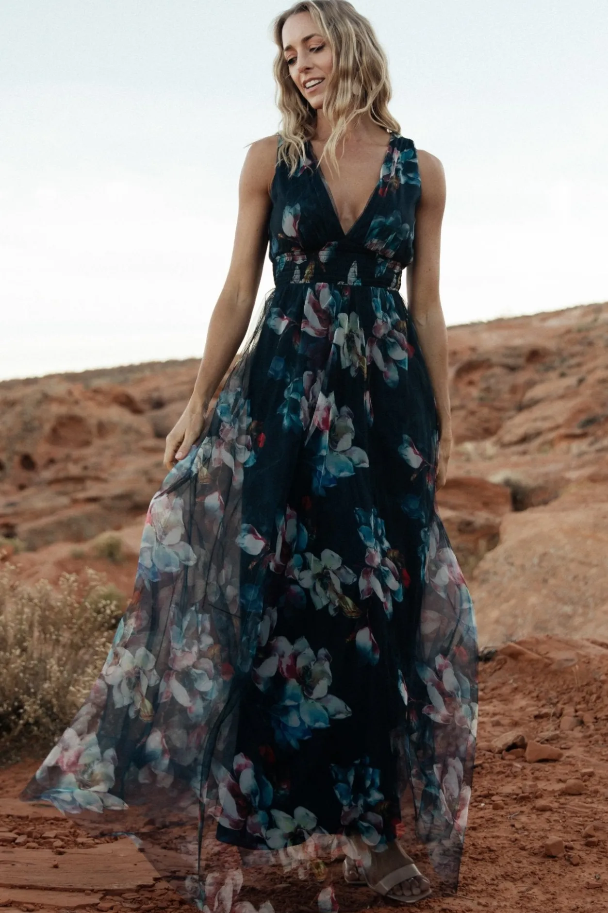 New Baltic Born Kamila Tulle Maxi Dress | Navy Abstract Floral NavyAbstractFloral